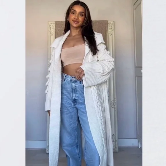 BLOGGERS FAV ZARA TEXTURED KNIT COAT CARDIGAN - Picture 1 of 7